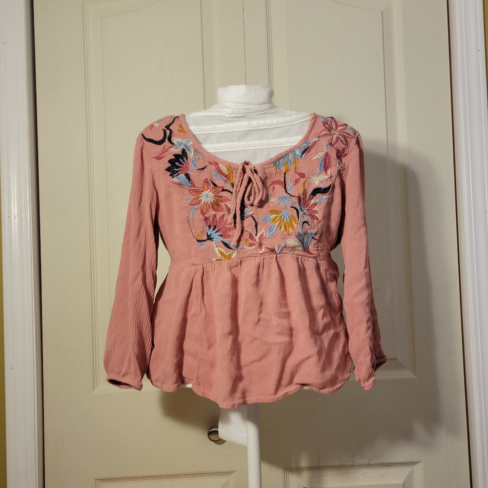 Pink Peasant Blouse